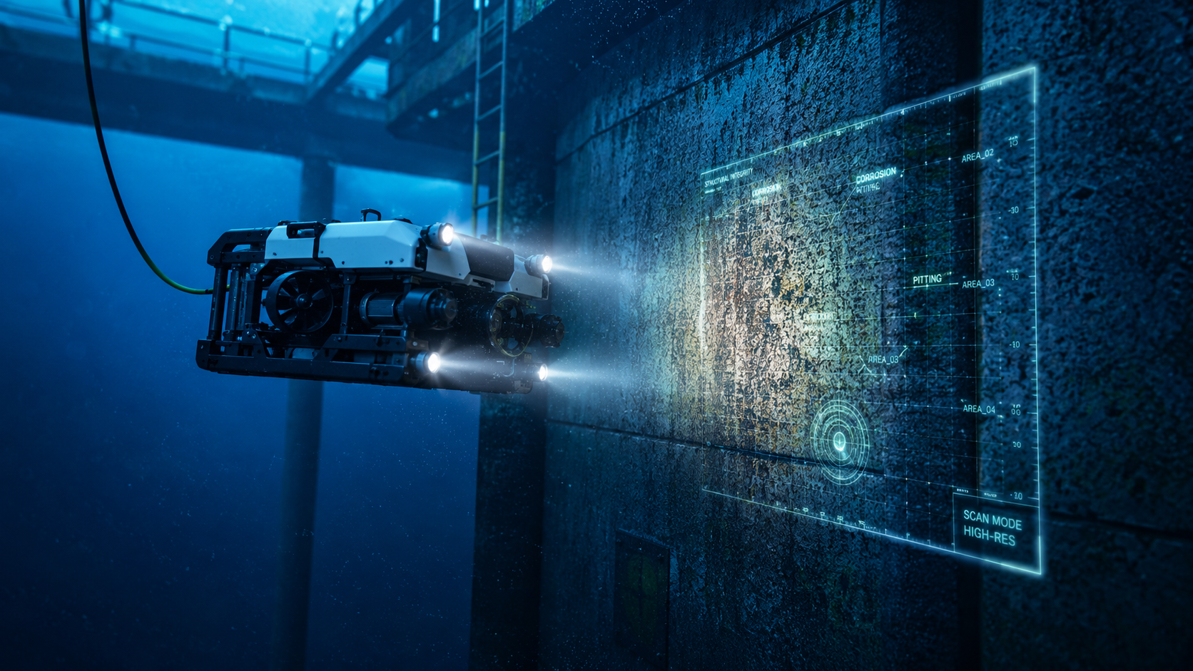 Tank, dock and reservoir underwater survey
